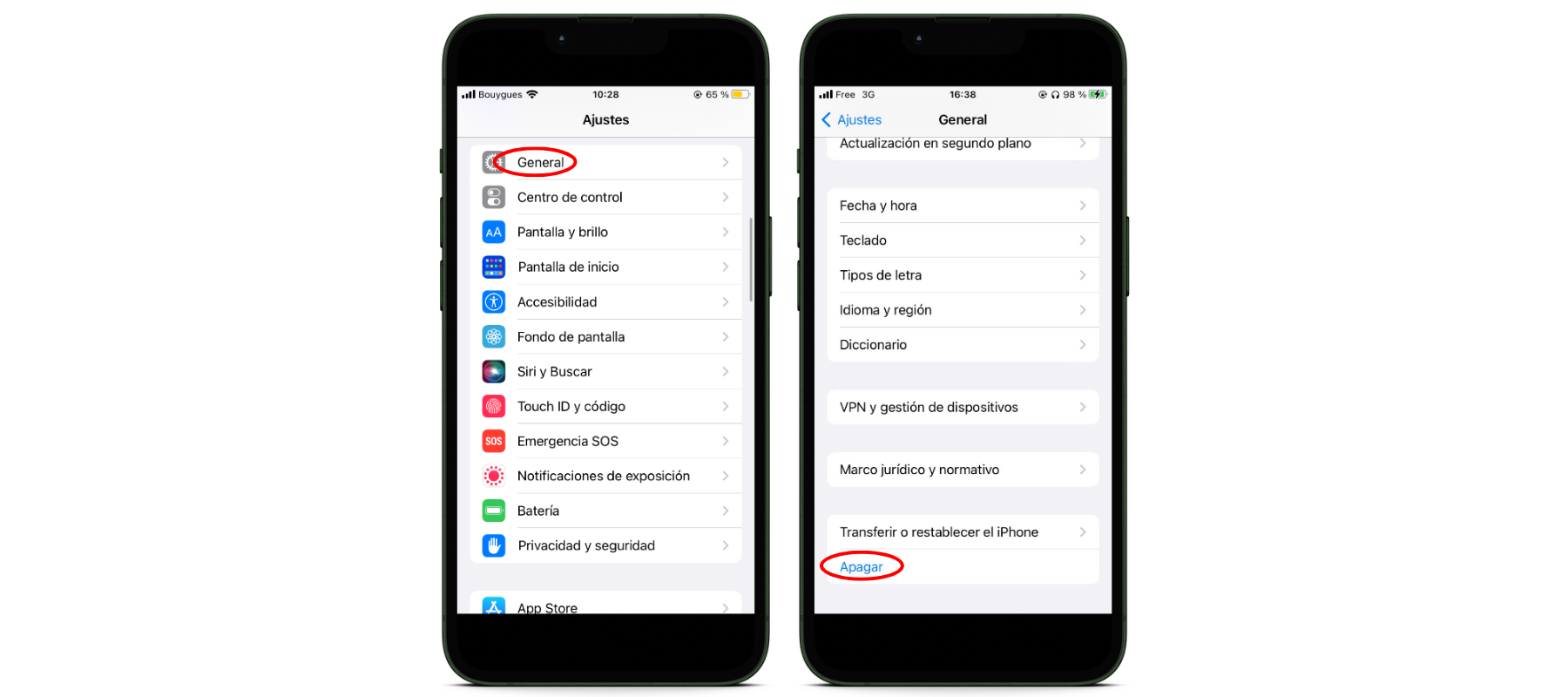 Procedimiento para apagar el iPhone sin el botón de inicio